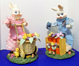 Spring Easter Rabbits Bunnies Figurines Holiday Home Decor - £29.54 GBP