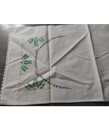 Vintage Hand Embroidered Table Runner Dresser Scarf Crochet Edge 11.5x25 - $16.70