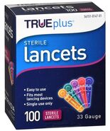 TRUEplus Sterile Lancets ~ 33 Gauge ~ BOX OF 100 ~ EXP Date 01/01/30 ~ S... - $8.99