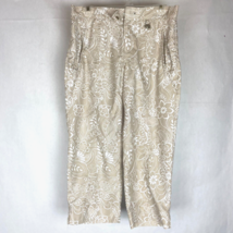 IZOD Golf Women 6 Beige Floral Print Crop Capri Pants Stretch Pockets - £10.20 GBP
