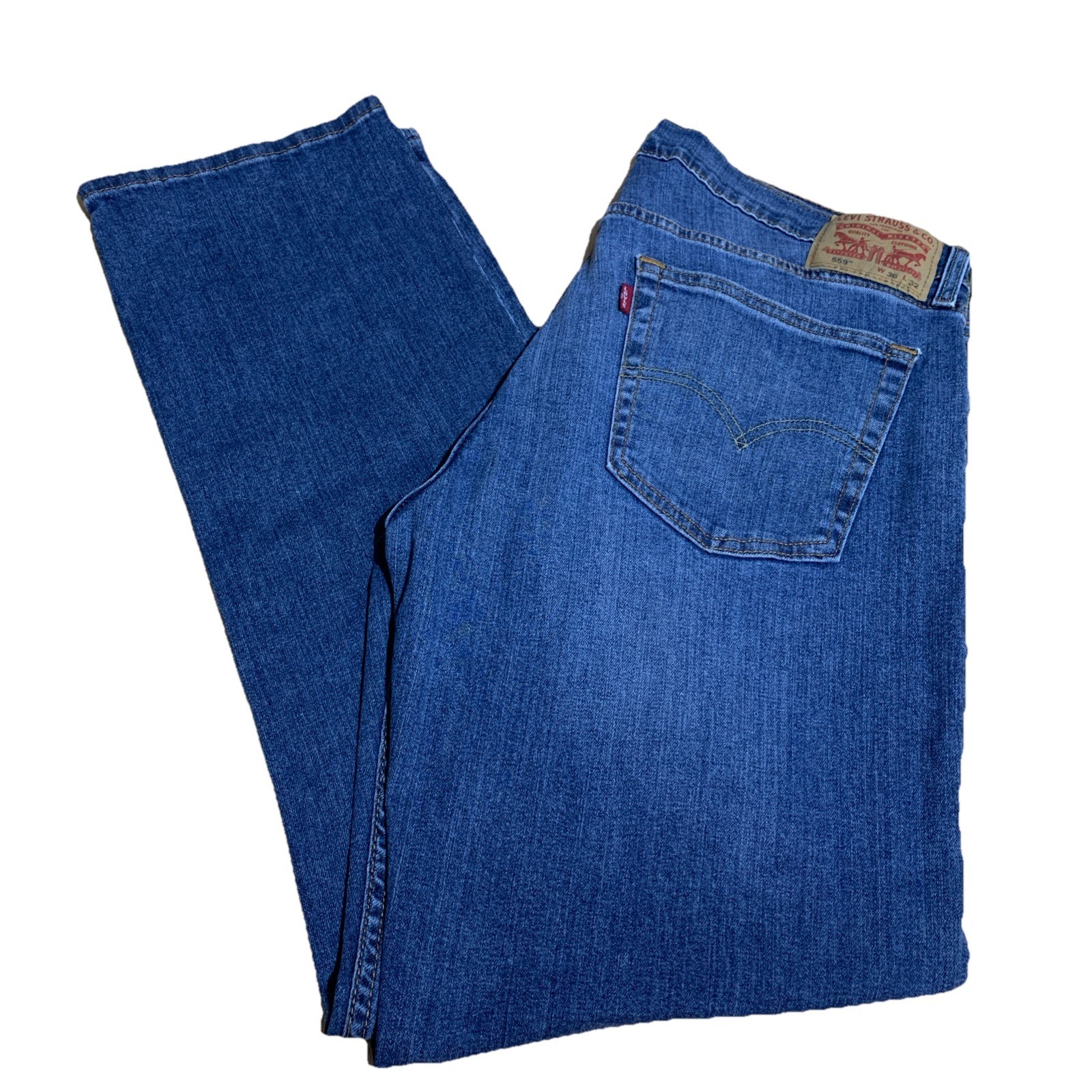 Levis 559 Jeans Men 36x32  Relaxed Straight Blue Medium Wash Denim 100% ... - $26.89