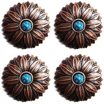 Concho Set of 4 Conchos Western Saddle Tack Copper Flower 401528 - $24.74