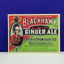 Label soda pop ephemera advertising vtg Blackhawk ginger ale Rock Island... - £9.25 GBP