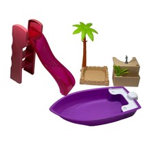 Mattel Barbie Chelsea Summer Play Set Miscellaneous 4 Pc Slide Boat Sandbox Lot - £15.53 GBP