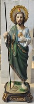 San Judas Tadeo Apostle Saint Jude Robe Staff Religious Figurine Statue - £49.21 GBP