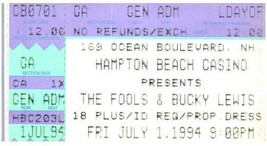 Vintage Die Fools Bucky Lewis Ticket Stumpf Juli 1 1994 Hampton Strand Casino Nh - £35.68 GBP