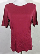 Northcrest Womens Top Small Red Short Sleeve Boat Neck Basic Tee Cotton ... - £6.28 GBP