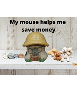 Vintage Ceramic Piggy Bank Mushroom Shape Mouse Large with Stopper - $38.41 CAD