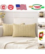 Pack of 2 Soft Corduroy Striped Lumbar Pillow Covers | 20x12 Inch Beige ... - €24,46 EUR