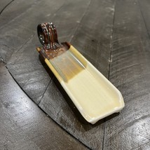 Pam Snyder Art Pottery Trinket Dish Tray Handle Brown Tan Cream Maryland - $29.69