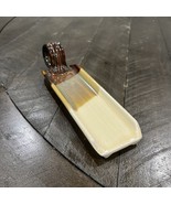 Pam Snyder Art Pottery Trinket Dish Tray Handle Brown Tan Cream Maryland - $40.60 CAD