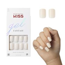 KISS Gel Fantasy Press On Nails, Nail glue included, &#39;Bookworm&#39;, Off White, Medi - £6.30 GBP