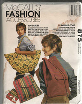 McCall&#39;s Fashion Accessories Craft Uncut Pattern 875 A Variety of Tote-Ables - £2.39 GBP
