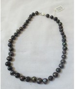 Vtg Estate Black Pearl Necklace Hand Knotted Jewelry 8-9mm 16&quot; NWT Retai... - $100.00