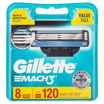 Gillette Mach 3 Refill Cartridges ,8 Count Shaving Blades For Razor (pack of 2 ) - £37.51 GBP
