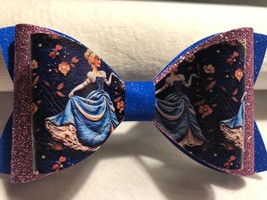 Cinderella 3 Layered Hair Bow. Blue, Purple And Black. 4.5&quot; X 2.5&quot;. Homemade - £7.06 GBP