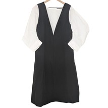 Caara Nordstrom black white puffy sleeve faux layered midi a-line dress ... - £32.15 GBP