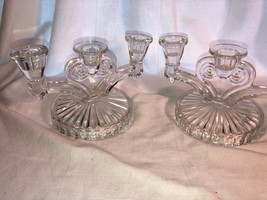 Pair Of Crystal Triple Candleholders Mint - $24.99