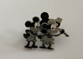Classic Mickey &amp; Minnie Mouse With Paint Brush Black &amp; White Disney Pin - £15.72 GBP