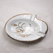 Vintage Lefton 40123 Oval Ash Tray With Gold Painted Wheat Design Gold Trim - £11.84 GBP