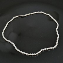 VTG White Natural Rice Pearl Beaded Choker Necklace 16&quot; Long 925 Sterlin... - £23.48 GBP