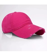 Hot Pink Vintage Distressed 100% Cotton Solid Polo Denim Baseball Cap Ha... - $24.99