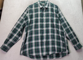 Club Room Shirt Men&#39;s 2XL Green Plaid 100% Cotton Long Sleeve Collar Button Down - £15.33 GBP