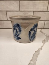 Eldreth Pottery Crock Candleholder Cut Out Hearts Flowers Salt Glazed 1993 - £23.75 GBP