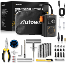 Flat Tire Repair Kit with Air Compressor 54 Pieces for Car, Motorcycle, ... - $50.33