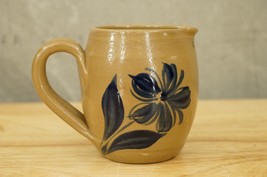Colonial Williamsburg Reproduction Pottery Creamer Pitcher Cobalt Blue Flower - £14.78 GBP