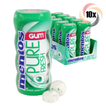 Full Box 10x Bottles Mentos Pure Fresh Spearmint Gum | 15 Pieces Each | 1.06oz - £21.66 GBP