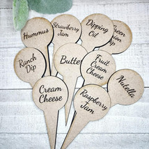 Laser Cut Charcuterie Board Picks: Engraved Food Markers, Set of 10 - $0.95