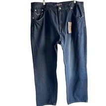 Old Skool Jeans Mens 44x34&quot; Streetwear Hip Hop Blue Indigo Denim Cotton Straight - £25.97 GBP
