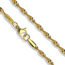 Gold Twisted Serpentine Chain Necklace Womens Stainless Steel 19-inch 2.5mm - £12.63 GBP