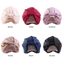 Women&#39;s Elastic Soft Double Layer Satin Bonnet Knot Sleep Cap Silky Turb... - $16.34 CAD