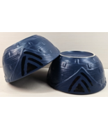 2 Pfaltzgraff Morning Light Basket Bowls Set Vintage Blue Black Serving ... - $68.97