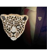 Stunning vintage look gold plated retro leopard celebrity brooch broach ... - $22.58