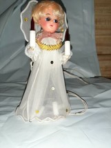Vintage Angel Tree Topper 9 Light Treetop Doll Head Blond Rooted Hair 7&quot; - £14.33 GBP