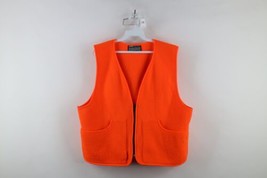 Vintage 90s Mens XL Distressed Polar Fleece Hunting Vest Jacket Blaze Orange USA - £41.70 GBP