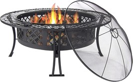 The Sunnydaze Diamond Weave Outdoor Steel Fire Pit With Spark Screen Is A - £238.72 GBP