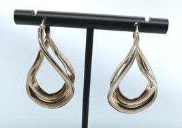 Vintage Milor Italy 950 Silver &amp; Gold Plate Earrings Interlocking Loops Pierced - £30.36 GBP