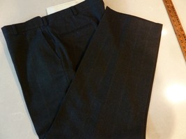 Mens 100% Wool Dress Pants Me  Gray  wiide Pinstripes 38W 29.5 I Flat front - $411.53 MXN