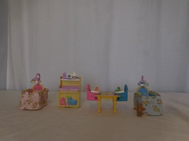 Fisher Price Loving Family Dollhouse Furniture Baby Cribs Table + Chairs... - £16.29 GBP
