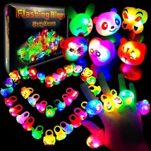 24 Pack LED Light Up Bumpy Rings Party Favors For Kids Prizes Box Toys For Birth - £31.56 GBP