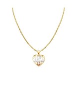 Genuine 14k Tri-tone Gold 0.78&quot; CZ Heart 15 ANOS Quinceanera Necklace 16... - $567.38 CAD+
