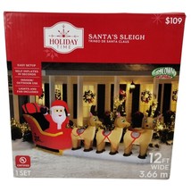 Holiday Time Santas Sleigh with Reindeer 12 ft Christmas Inflatable Yard Display - £110.62 GBP