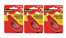 Scotch Double Sided Adhesive Rollers Each Is 0.27 In x 312 In (8.6 Yds) 3 Pack - £15.33 GBP