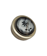 Vintage Brass Pill Box with Engraved Horn Floral Design Small Round Case - $29.69