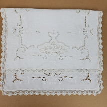 Vintage Crochet Embroidery w/ Cutouts Dresser Doily Approx 17x11 Inch Ivory (50) - $9.95