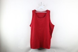 Vintage 90s Streetwear Mens 2XL XXL Distressed Blank Tank Top T-Shirt Red Cotton - £31.32 GBP